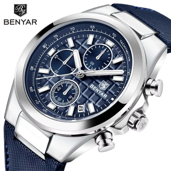 Чоловічий годинник Benyar BY-5206 Silver-Blue фото 6