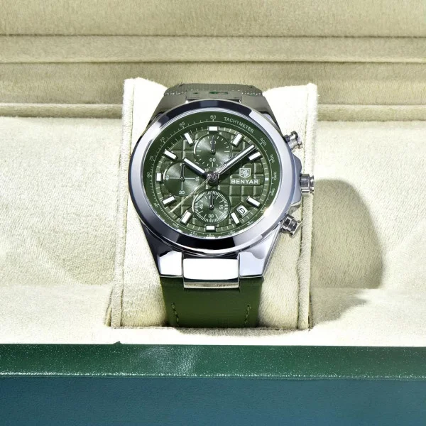 Чоловічий годинник Benyar BY-5206 Silver-Green фото 8