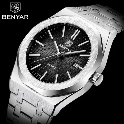 Чоловічий годинник Benyar BY-5219 Silver-Black