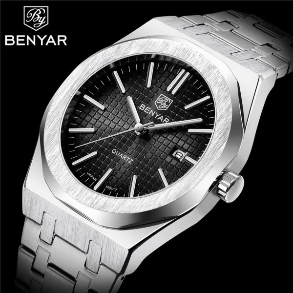 Чоловічий годинник Benyar BY-5219 Silver-Black фото 8