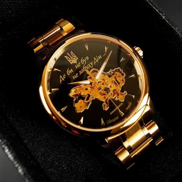 Чоловічий годинник Awarder 048 Не Забуду Дім Gold-Black Steel фото 6