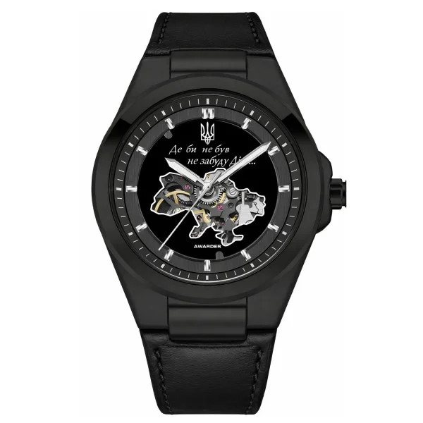Чоловічий годинник Awarder 050 Де би не був All Black Leather фото 1