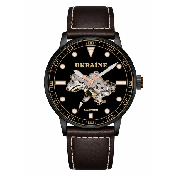 Мужские часы Awarder 044 Automatic Ukraine Black-Brown фото 1