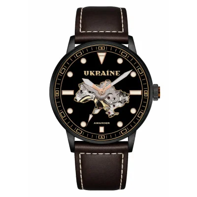 Чоловічий годинник Awarder 044 Automatic Ukraine Black-Brown