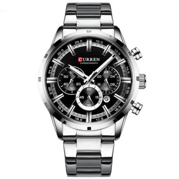 Чоловічий годинник Curren 8355 Silver-Black фото 1