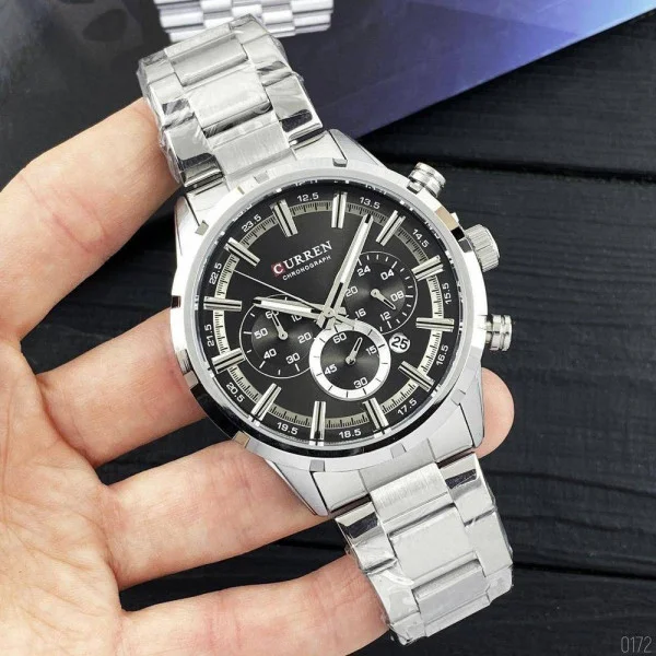 Чоловічий годинник Curren 8355 Silver-Black фото 3