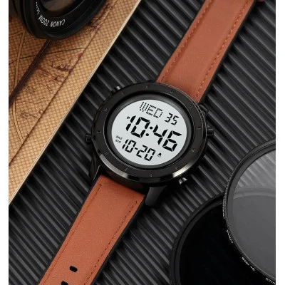 Мужские часы Skmei 1864LBNWT Brown-White Leather