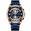 Чоловічий годинник Curren 8360 Blue-Gold фото 2