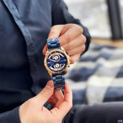 Чоловічий годинник Curren 8360 Blue-Gold