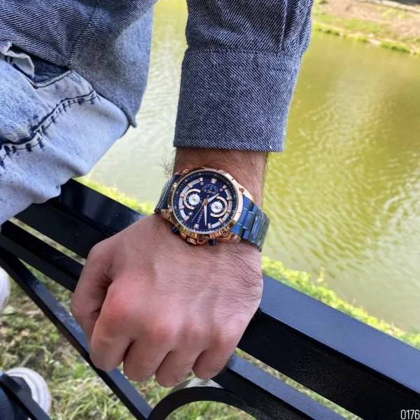 Чоловічий годинник Curren 8360 Blue-Gold фото 8