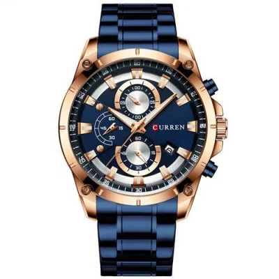 Чоловічий годинник Curren 8360 Blue-Gold