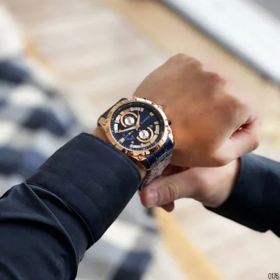 Чоловічий годинник Curren 8360 Blue-Gold