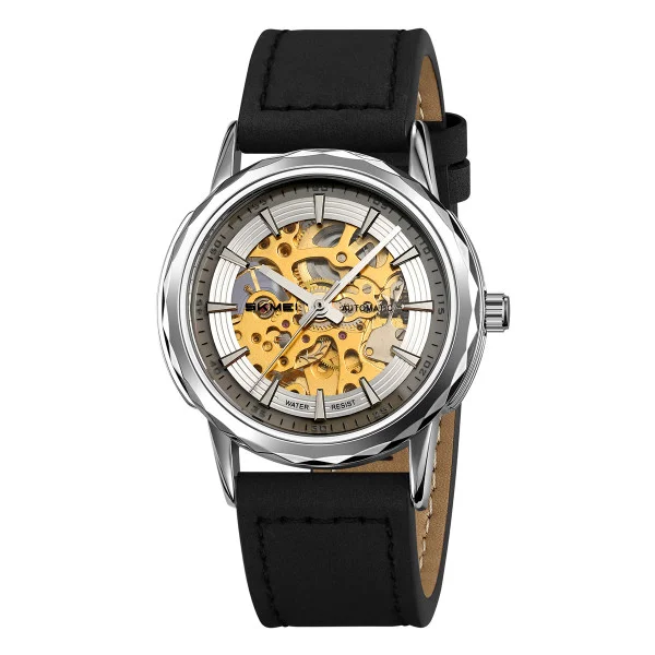 Мужские часы Skmei M035LSIBK Silver-Black Leather фото 1