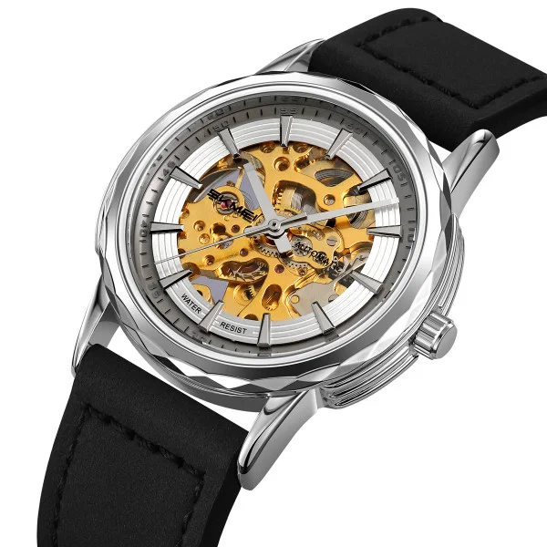 Мужские часы Skmei M035LSIBK Silver-Black Leather фото 3
