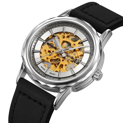 Чоловічий годинник Skmei M035LSIBK Silver-Black Leather