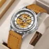Мужские часы Skmei M035LSILTBN Silver-Light Brown Leather фото 4