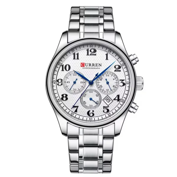 Чоловічий годинник Curren 8466 Silver-White фото 1