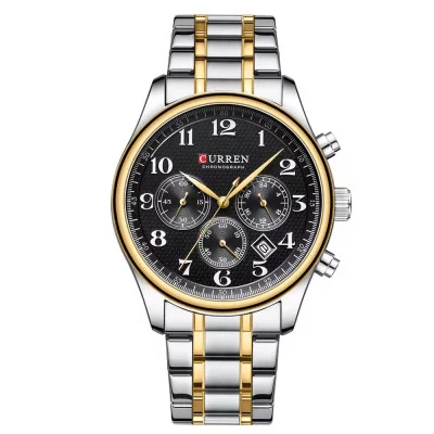 Мужские часы Curren 8466 Silver-Gold-Black