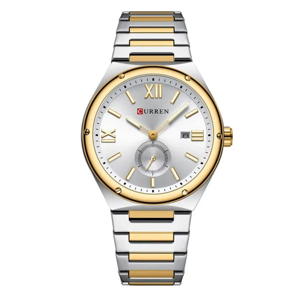 Чоловічий годинник Curren 8471 Silver-Gold-White фото 1