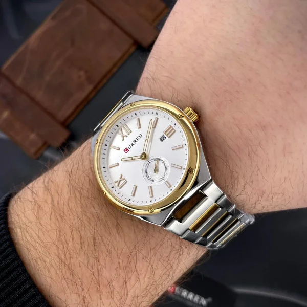 Чоловічий годинник Curren 8471 Silver-Gold-White фото 8