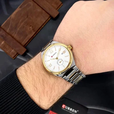 Мужские часы Curren 8471 Silver-Gold-White
