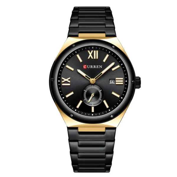 Чоловічий годинник Curren 8471 Black-Gold-Black фото 1