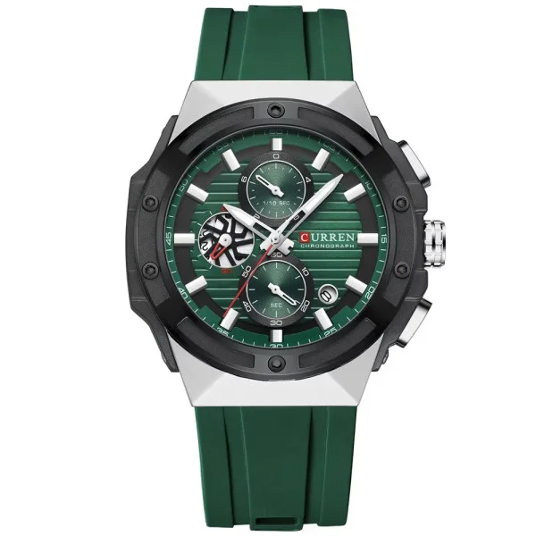 Чоловічий годинник Curren 8462 Silver-Green фото 1