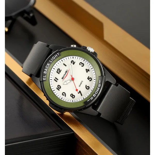 Чоловічий годинник Skmei 2433BKGN-AC Black-Green Namber фото 4
