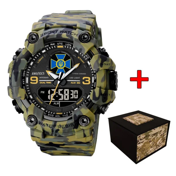 Чоловічий годинник Awarder 001CMGRSBU СБУ Зелений камуфляж + Коробка. фото 1