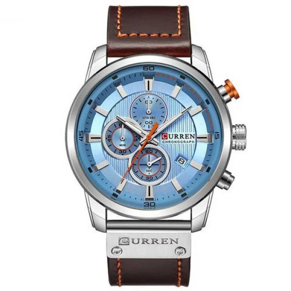 Чоловічий годинник Curren 8291 Silver-Blue фото 1