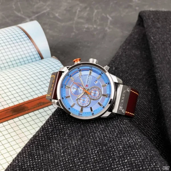 Чоловічий годинник Curren 8291 Silver-Blue фото 8