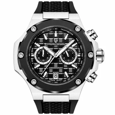 Чоловічий годинник Pagani Design PD-YS032 Silver-Black-Black Rubber