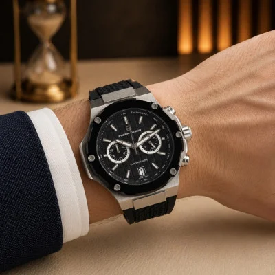 Чоловічий годинник Pagani Design PD-YS032 Silver-Black-Black Rubber