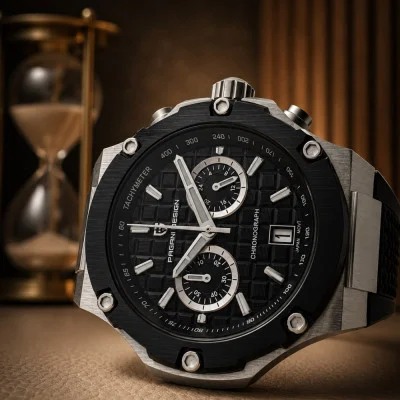 Чоловічий годинник Pagani Design PD-YS032 Silver-Black-Black Rubber