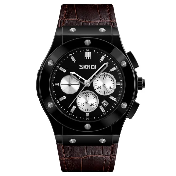 Мужские часы Skmei 9157BN Brown leather фото 1