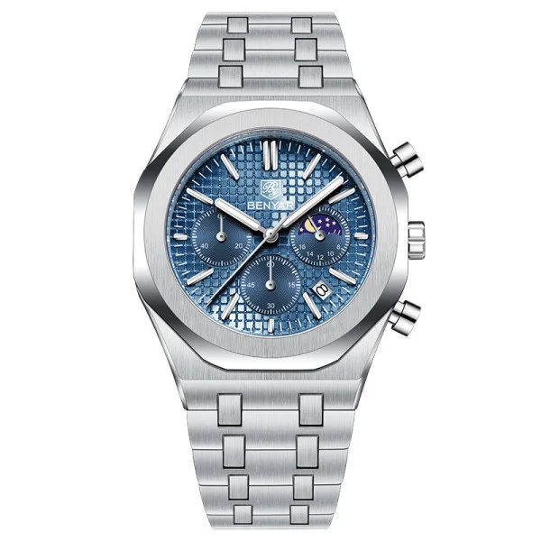 Чоловічий годинник Benyar BY-5228M Silver-Blue фото 1