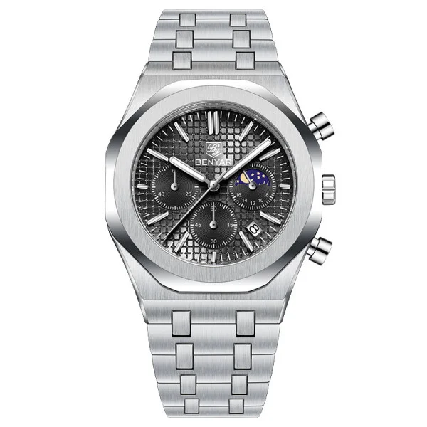 Чоловічий годинник Benyar BY-5228M Silver-Black фото 1