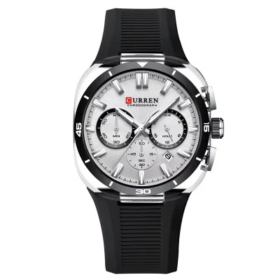 Curren 8502 Black-Silver-White