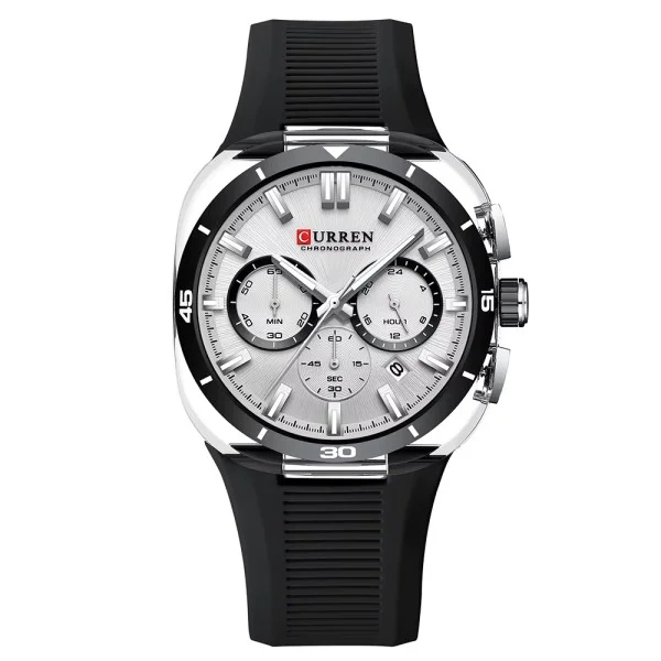 Чоловічий годинник Curren 8502 Black-Silver-White фото 1