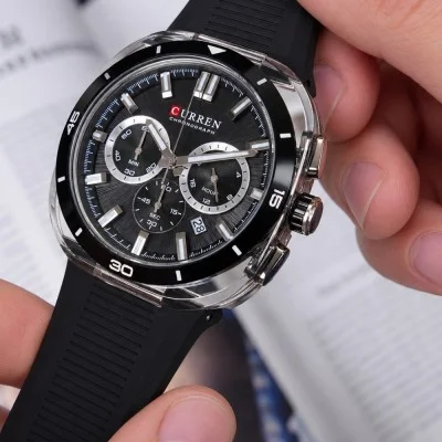 Мужские часы Curren 8502 Black-Silver