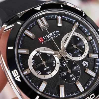 Мужские часы Curren 8502 Black-Silver
