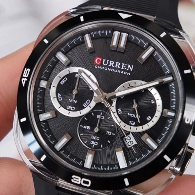 Мужские часы Curren 8502 Black-Silver