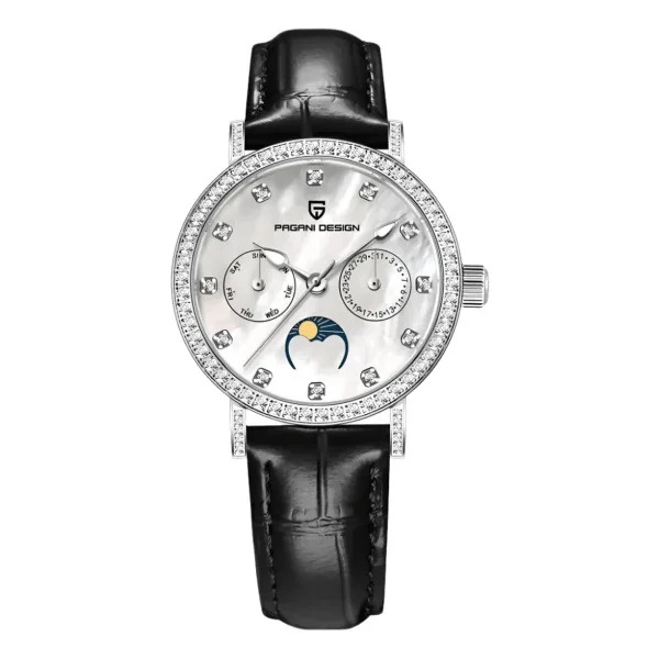 Женские часы Pagani Design PD-1789 Silver-White-Black Leather фото 1