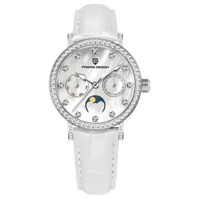 Жіночий годинник Pagani Design PD-1789 Silver-White-White Leather