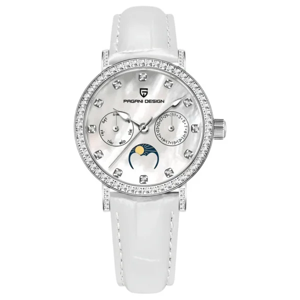 Женские часы Pagani Design PD-1789 Silver-White-White Leather фото 1