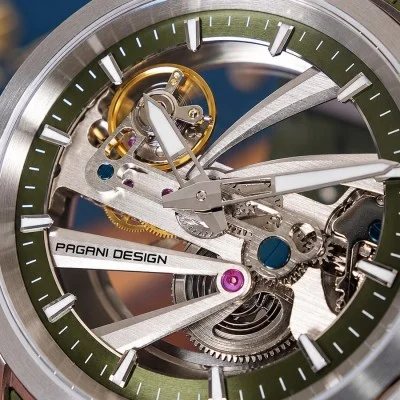 Мужские часы Pagani Design PD-YS030 Silver-Green Rubber