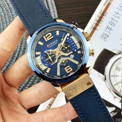 Чоловічий годинник Curren 8329 Blue-Gold