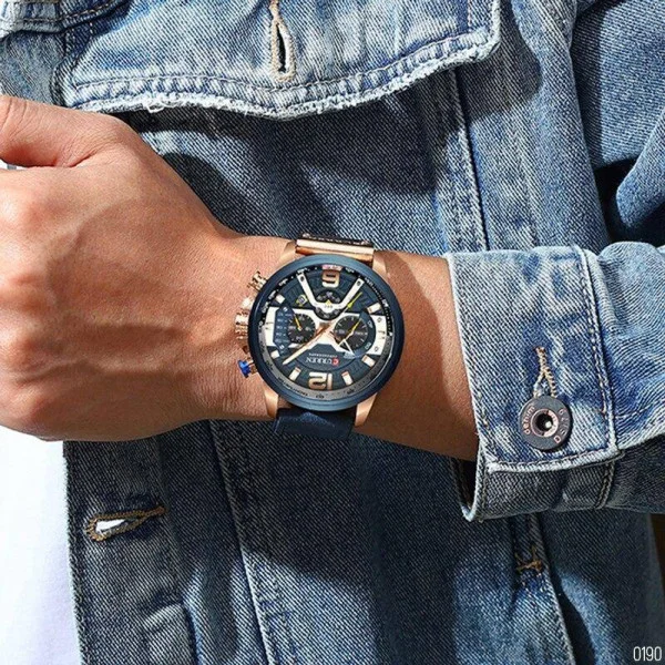 Мужские часы Curren 8329 Blue-Gold фото 8