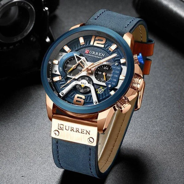 Мужские часы Curren 8329 Blue-Gold фото 9