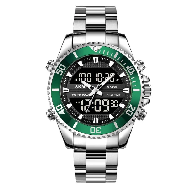 Чоловічий годинник Skmei 1850SIGN Silver-Green фото 1